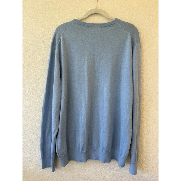 Brooks Brothers 100% Supima Cotton V-Neck Sweater Blue XL - Picture 2 of 7